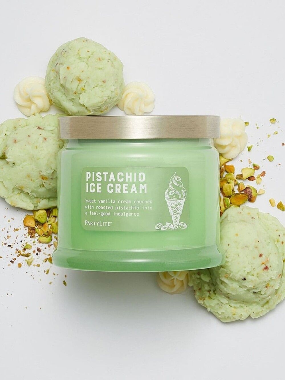 🔸️NIB PartyLite Pistachio Ice Cream 3-Wick Jar Candle